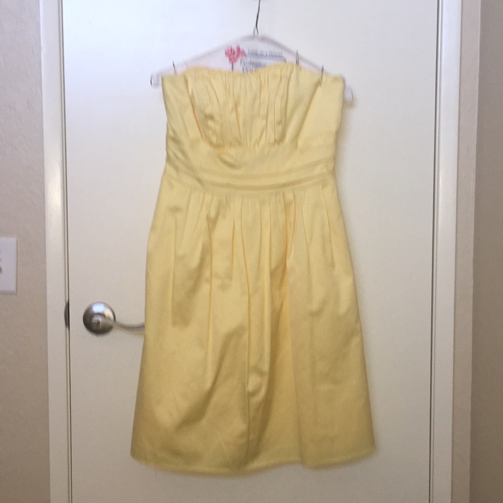 David’s Bridal canary yellow strapless dress